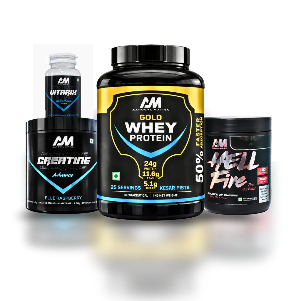 Aarogyamatrix Pre-Workout & Whey Protein with Creatine Advance and Multivitamin AAROGYA MATRIX